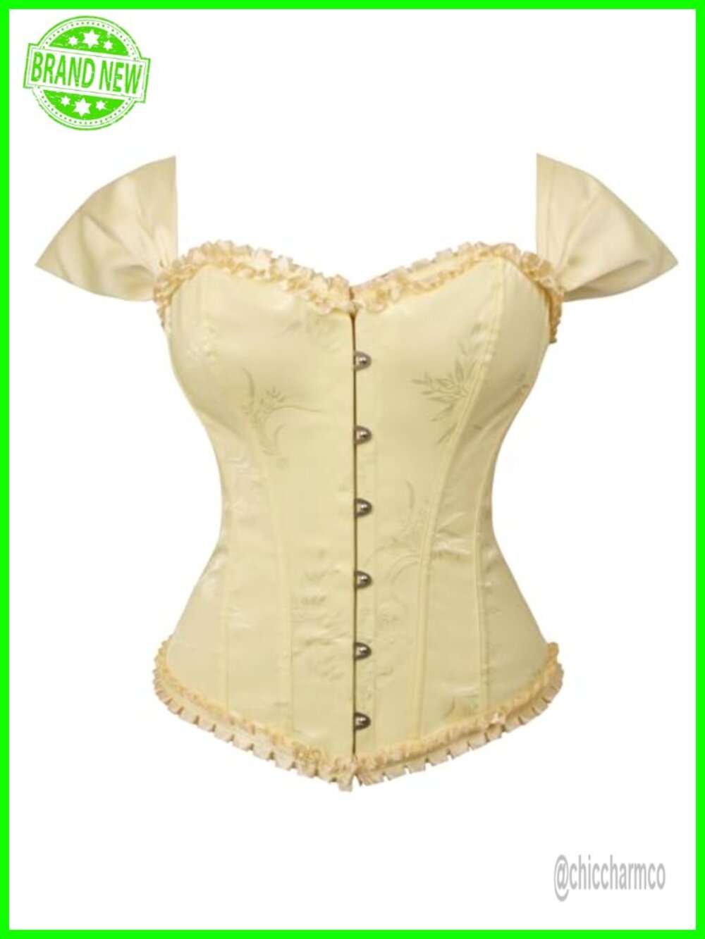 Victorian Vintage Cap Sleeves Brocade Bustier Corset Top